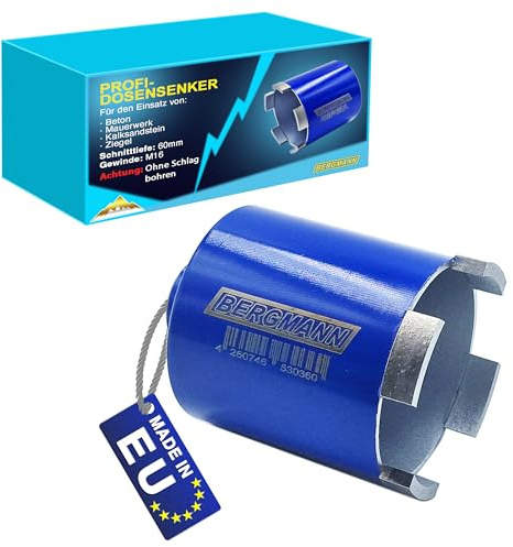 BERGMANN® MADE in EU | Profi Dosensenker Ø 68mm oder Ø 82mm | Kernbohrer Lochsäge Dosenfräser für Bohrmaschine Unterputzdosen Steckdosen Beton Mauerwerk