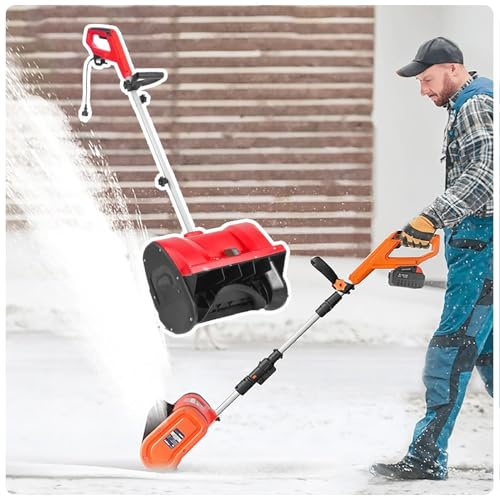 Electric Snow Shovel, Snow Blower, Outdoor Snow Clearing Artifact, Small Snowplow for School Roads with Adjustable Front Handle & Telescopic Pole, 12in Width & 8in Depth & 20ft Throwing Distance