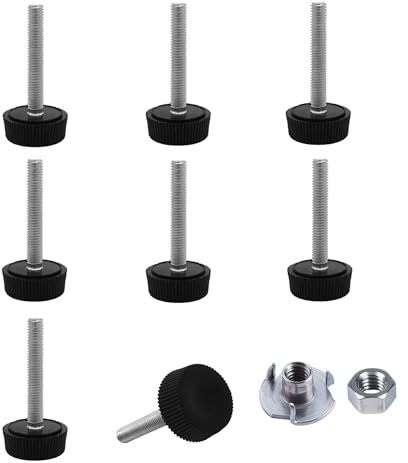 SKIR'CO 8 patas niveladoras de muebles M5 x 30 mm, patas redondas de metal ajustables, vástago M5 roscado, pie nivelador (puntas incluidas)