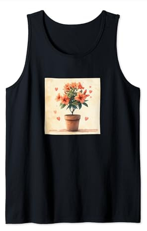 Azalea Plant In Pot Cottagecore Boho Hearts Graphic Tank Top