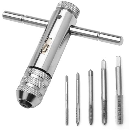 HENGBIRD Llave de carraca ajustable terrajas y machos de roscar machos para roscas Juego de 5 piezas M3 M4 M5 M6 M7 M8 juego de machos y terrajas