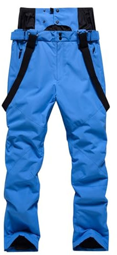Wasserdichte Skihose für Damen – Damen-Ski-Lätzchen und -hose, winddicht, warm, atmungsaktiv, winddicht, Snowboard-Wanderhose, wasserdicht, winddicht, Ski-Latzhose, Skihose für Damen, blau, XL