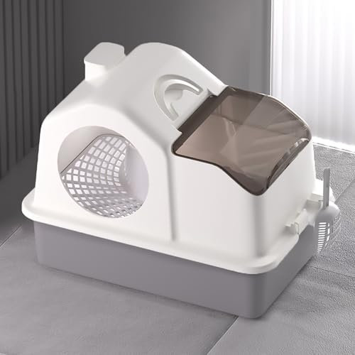 Pucaru Arenero Gato de Lados Altos, Arenero Gatos Cubierto, Recinto para Caja de Arenero, Pasillo Extendido, Cubierta Superior Transparente, Espacio Grande
