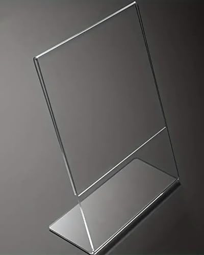 Cornice in Plexiglass da Tavolo - Porta Menu Trasparente - Portafoto da Tavolo - Espositore Pubblicitario - Espositore per Brochure, Depliant, Volantini (Trasparente, 18X24 cm Verticale)