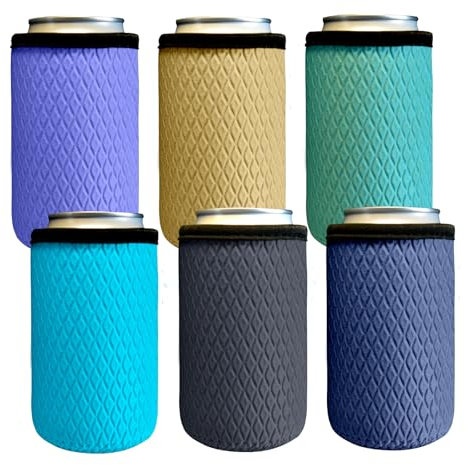 Klyrith 6 enfriadores de latas de 500 ml/16 oz, de neopreno aislado para botellas de cerveza, reutilizables, antideslizantes, para latas de cerveza y otras latas de bebidas (6 unidades), (500 ml/16 oz