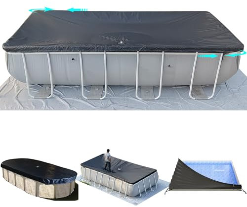 SIHAIAN 10x16Ft Winter Oval Pool Cover with Side Storage for Oval and Rectangular Above Ground Pool, One-Piece Pool Cover, Preventing Waterlogging, UV and Weather Resistant WP:10000kPa+