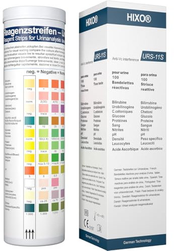 100x Urinstreifen mit 11 Indikatoren Gesundheitstest für Zuhause & Professionell Urin Teststreifen – Urinanalysestreifen Selbsttest | Ketone Glucose pH-Wert