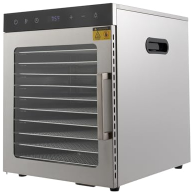 Disidratatore per alimenti in acciaio inox, 36 l, per asciugatura alimentare, con display a LED, timer da 1 a 24 ore, 30 – 90 °C, adatto per frutta, carne, erbe e fiori