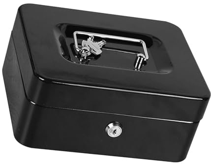 YDRCESMI Fireproof Box Large Capacity Portable Document Box Metal Safe Storage Box with 2 Keys for Home Car and Travel (Black)