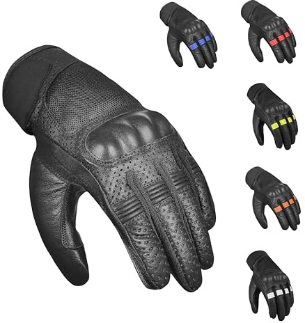 TIGER MOTO Motorcycle Gloves for Men and Women – Hard Knuckle Biker Gloves with Touchscreen Compatibility, Breathable Mesh, Anti-Slip Grip – Riding Gloves with Premium Goat Leather for Motorcycles