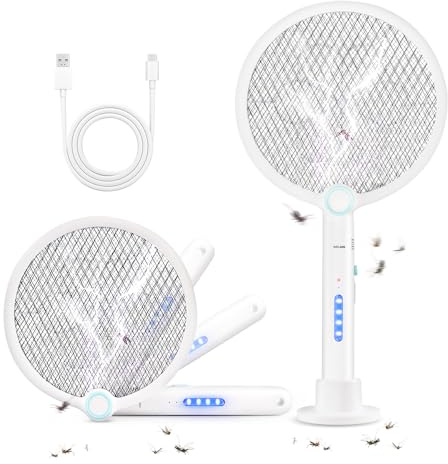 Hefite Electric Fly zapper, Rechargeable Bug Zapper for Pest Control Mosquito and Insect Catcher Racket 3800V For Indoor and Outdoor