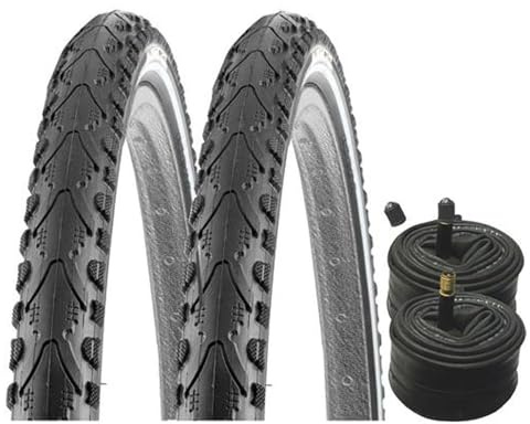 2X Khan K-935 Fahrradreifen Set 28 Zoll schwarz 28 x 1.5 700x38C | K-Shield Pannenschutz, 40-622, mit Reflexstreifen, 2X AV Schläuche