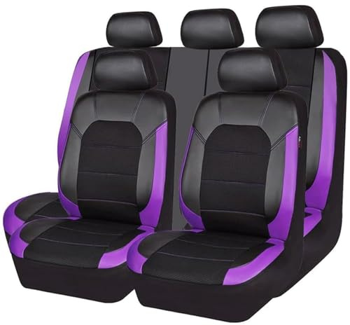 HZEXTKWD Auto Sitzbezüge Set Für Toyota Yaris Hybrid 2015-2019 2020-2024，Vorne Hinten Autositz Schonbezug Leder Sitzbezug Atmungsaktiv Bequem Autositz Innenraum Zubehör,E/Purple