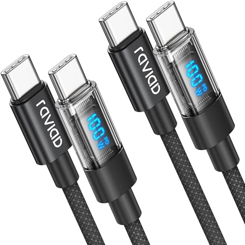 RAVIAD Cavo USB C USB C 100W [2Pezzi 2M] Cavo USB Type-C PD 5A Ricarica Rapida Cavo Tipo C con E-Mark Chip per iPhone 16/15/15 Pro/15 Pro Max, Galaxy S24/S23/S22, MacBook Pro, Pad Pro, Google Pixel
