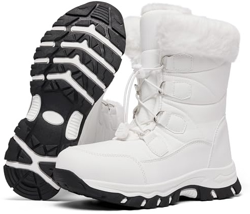 ANEFUN Winter Snow boots for Kids Girls Boys Water-Resistant Outdoor Warm Anti-Slip Mid Calf Faux Fur Lining Insulated Shoes for Little/Big Kids