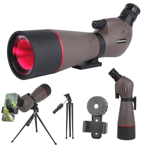 Longue-Vue Zoom Haute Puissance avec Adaptateur Téléphone, Trépied, Sac, Télescope Oculaire Incliné 45°, pour Tir Cible, Observation Oiseaux et Chasse (44K)