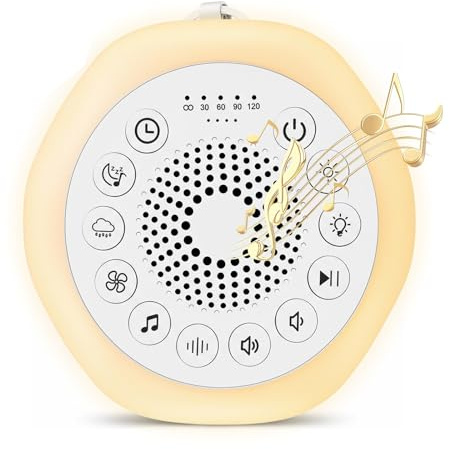 Journeyside Macchina per Rumore Bianco per Neonati,Macchina Portatile per Rumore Bianco con 27 Suoni Rilassa nti, Luce Notturna e Funzione Timer, Macchina per il Rumore per il Sonno di Adulti Neonati