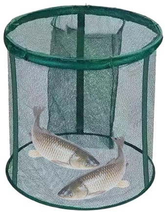 Oldmoom Cage À Poisson Flottante | Piège de Stockage Pliable pour Poissons Vivants,Cage de Stockage Portable pour Appâts et Filet de Pêche,pour Bar Truite Poisson-Chat Eau Salée Eau Douce Pont