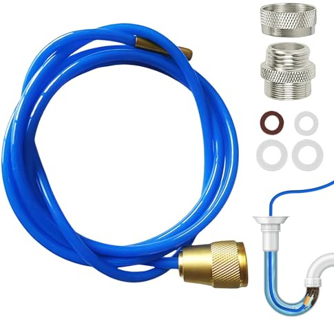 Nettoyeur de canalisations haute pression de 3 m avec buse en laiton et joints pour tuyaux M22 M24 et 1/2, bleu