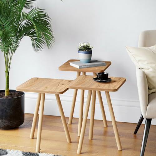 CARENZA HOME Beistelltisch Eiche 7 Farbvarianten Design (Quadratisch, Oak)
