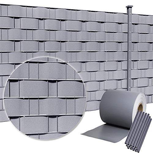 HENGMEI 65mx19cm visibilità PVC Paravista Strisce Rotolo Recinzione Protezione frangivento frangivista, Grigio Chiaro