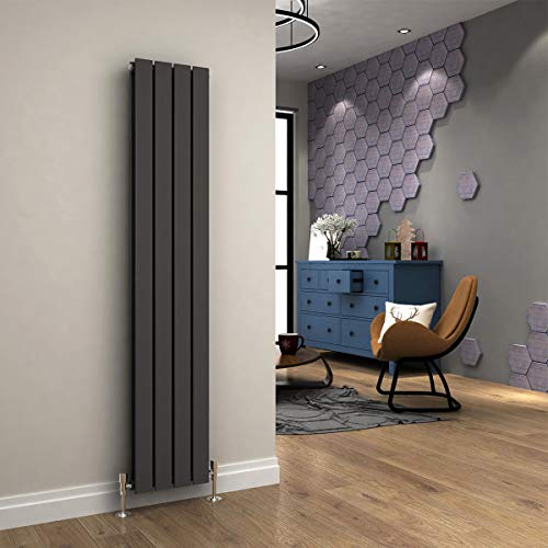 ELEGANT 1600 x 300mm Anthracite Vertical Double Panel Designer Radiator | Tall Upright Central Heater with High BTU for Efficient Heating, Living Room, Bathroom, Bedroom