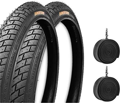 Deestone Ensemble de 2 pneus noirs + 2 chambres à air 20 x 1,95 (54–406) pour Vélos BMX & Freestyle