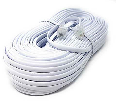 Maincore - Cavo ADSL ad alta velocità bianco piatto per modem, cavo da RJ11 a RJ11 (disponibile in 1 m, 2 m, 3 m, 5 m, 10 m, 15 m, 20 m, 30 m) 30 m white