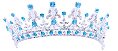 Royal Baroque Wedding Crown Sky Blue Rhinestone Tiara Bridal Headpiece for Weddings, Engagements, and Special Occasions
