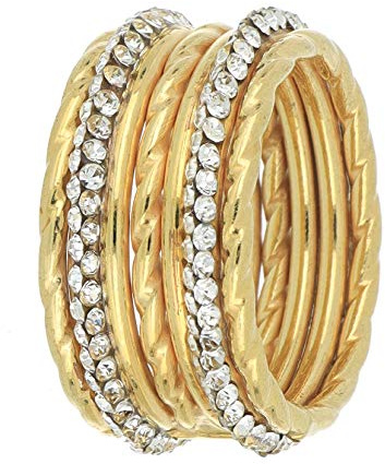 DelPia, 2begold Damenring aus 18kt Gold und Sterlingsilber 925 mit Kristallen (Gelb, 15)