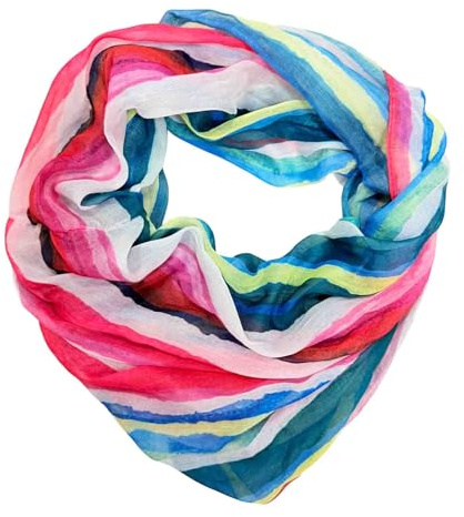 JameStyle26 Scaldacollo estivo in seta sfumata arcobaleno arcobaleno seta tinta unita sciarpa tubolare sciarpa leggera, Colore: rosa, 165 x 50cm