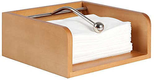 Eitida Dispensador de Servilletero,con barra central de acero inoxidable de peso Sofisticado, para mesas de Cocina Restaurantes Cafetería, Marrón decoración de época para la casa 17.7x17.7x7.7 cm.
