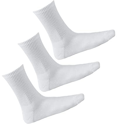 vitsocks Hombre Calcetines Deporte Fibra BAMBÚ Crew (3 PARES) Skate Tenis Finos Antiampollas Deportivos Clasicos, lisos blanco, 39-42