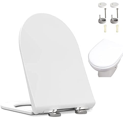 Abattant WC, Lunette de Toilette avec fonction à fermeture en douceur Siège de Toilette descente lente, Abattant de Toilette avec Frein de Chute, Cuvette WC en Forme de D