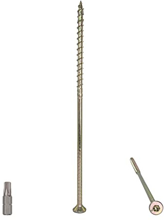 Confezione da 30 viti universali per legno, in acciaio zincato giallo, 6.0 x 180 mm, testa Torx, testa svasata, viti per truciolare (30, 6.0 x 180 mm)
