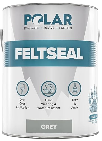 Polar Felt Seal - 2.5L, Grey - Waterproof Felt Sealant for Shed Roofs & Garage Roofs - One-Coat Repair - Prevent and Stop Leaks & Cracks - No Primer Needed