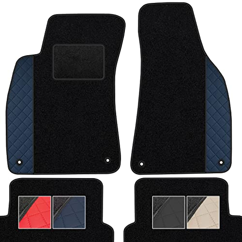 moto-MOLTICO Fußmatten Auto Velours Autoteppiche Schwarz Automatten Set 4-teilig - Auffälliges Design - passend für Audi A6 C5 1997-2004 (Blaues Muster)