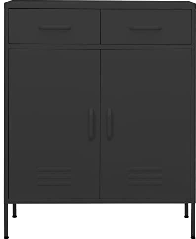 Gecheer Lagerschrank Sideboard Beistellschränke Schränke Flurschrank Küchenschrank Kommoden & Sideboards Aktenschrank, für Küche, Wohnzimmer, Büro, Anthrazit 80x35x101,5 cm Stahl
