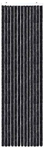 Gecheer Insektenschutz-Vorhang Flauschvorhang Türvorhang Fadenvorhang Fliegenschutz Vorhang Tür Camping Wohnwagen Chenille Anthrazit 90x200 cm