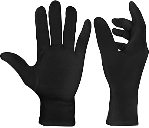 EXBRIECO, 2, 6 ou 12, Gants en Coton, Gants Hydratants, Doux, Élastiques, Soins des Mains, Confortables, Mime, Bijoutier, Serveur, Costume, Blanc ou Noir.