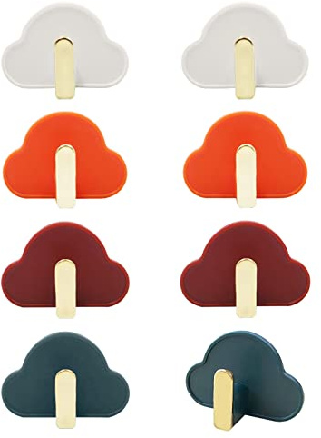 8 Stück Wolken-Klebehaken, niedliche Wandaufhänger ohne Nägel, bunte Klebehaken, dekorative Haken für Mädchenzimmer, hängende Mantel, Schlüsseltasche, Hut, Badezimmer, Handtuch (4 Farben)