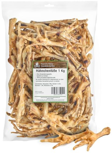 Kaureks Natur Hundeleckerlies Hähnchenfüße 1kg, Hühnerfüße, wie Hühnerhälse, Putenhälse Kausnack, Hundefutter, Kauartikel, Hundeleckerlies