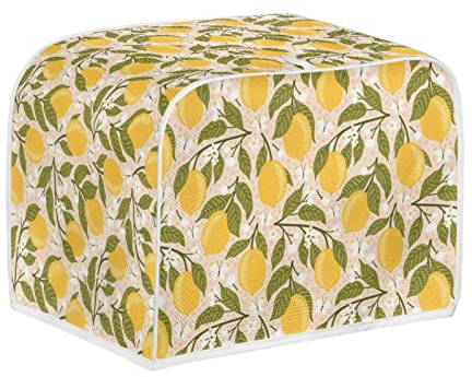 Kuiaobaty Lemons Print Toaster Cover 4 Slice Fruits Floral Bread Maker Cover, Kitchen Appliance and Dust & Fingerprint Protection