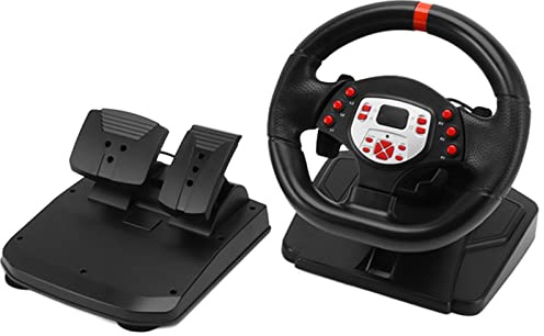 5 in 1 Driving Force Rennlenkrad, Schwarz, mit Pedal 180 Grad Paddle Shifter Vibration PC Lenkrad für Red Stripe