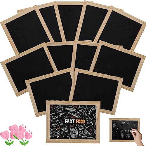Harloon Kreidetafel, klein, 21.6x26.7 cm, doppelseitig, unlackiert, Holzrahmen, Kreidetafel, Mini-Schilder, Klassenzimmer, Schule, Zuhause, Büro, Kunsthandwerk, Hochzeit, Wandbehang, Menü (12 Stück)