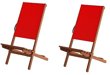 Erst-Holz Tre Varianti per Sedia XXL Tessuto Rosso da Campeggio/Pesca in faggio massello V-10-363