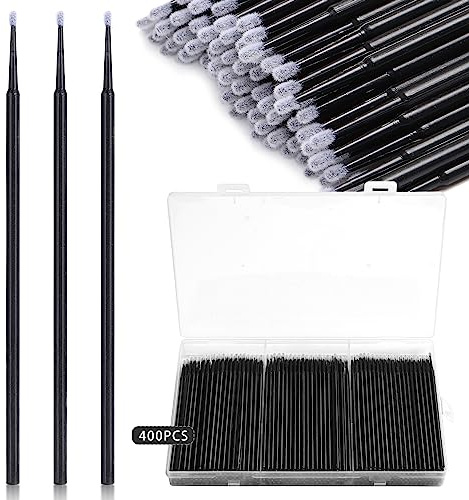 JASSINS Microswabs - 400 Mikro-Applikator-Pinsel für Wimpernverlängerungen, Einweg-Tampons für Mascara, geeignet zum Reinigen und Auftragen von Make-up (schwarz)