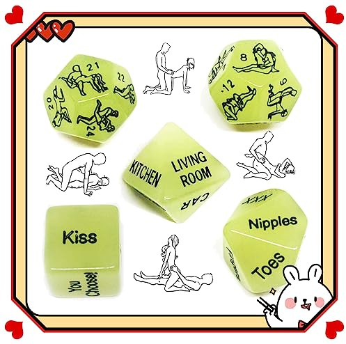 5 ̶𝙎̶𝙚̶̣𝙭̶ ̶𝙏̶σ̶𝙮̶𝙨̶ Dadi Verdi, Luce Verde, Regali Di Coppia, Dadi Da Gioco Per Eventi Di Famiglia, San Valentino, Martedì Grasso, Anniversario E Altri Eventi Festivi.