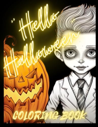 Escary Halloween themed coloring book.: Hello Halloween. contains 30 illustrations to color that children from 8 to 12 years oldlove