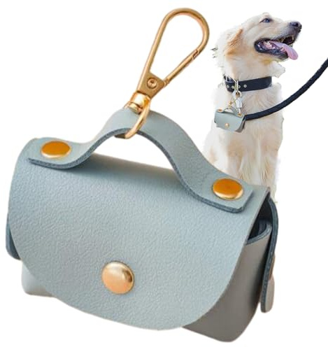 Soporte de bolsa de excremento canino, dispensador de bolsas de excremento canino - Dispensador de bolsas de basura de cuero PU | Suministros de robo para perros, bolsas de aseo para Rurunklee